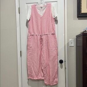Joules Soft Pink and White Striped Jumpsuit and Blouse